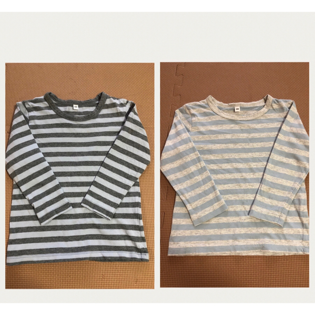 MUJI (無印良品)(ムジルシリョウヒン)の【2枚組】無印良品 長袖ボーダーTシャツ 100 キッズ/ベビー/マタニティのキッズ服男の子用(90cm~)(Tシャツ/カットソー)の商品写真