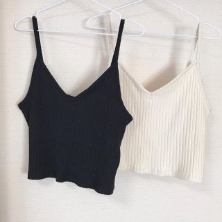 ザラ(ZARA)の【新品未使用】リブキャミソール 〈ブラック〉(キャミソール)