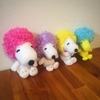 スヌーピー(SNOOPY)のアフロスヌーピー マスコット４匹セット(ぬいぐるみ)