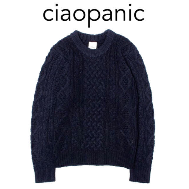 Ciaopanic(チャオパニック)のCIAOPANIC♡アラン編みクルーネックニット♡ネイビー レディースのトップス(ニット/セーター)の商品写真