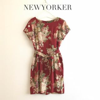 ニューヨーカー(NEWYORKER)のお値下げ♡美品♡ニューヨーカー 花柄半袖ワンピース 通勤仕事 上品 春夏(ひざ丈ワンピース)