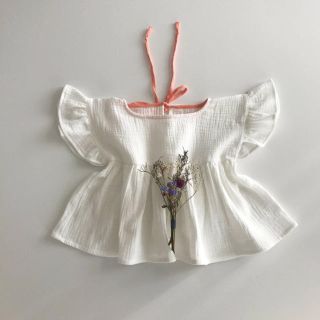 キャラメルベビー&チャイルド(Caramel baby&child )のliilu volant shirt 肩フリルブラウス／offwhite(Tシャツ/カットソー)