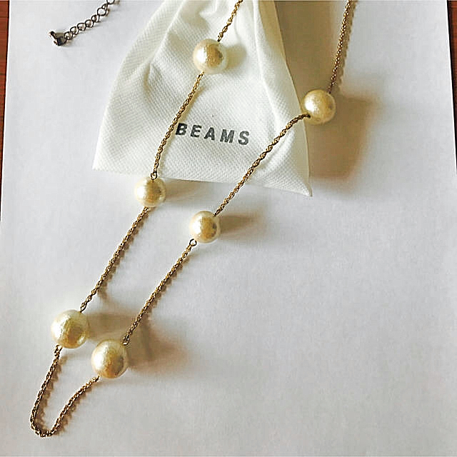 BEAMS(ビームス)のBEAMS  コットンパールロングネックレス レディースのアクセサリー(ネックレス)の商品写真