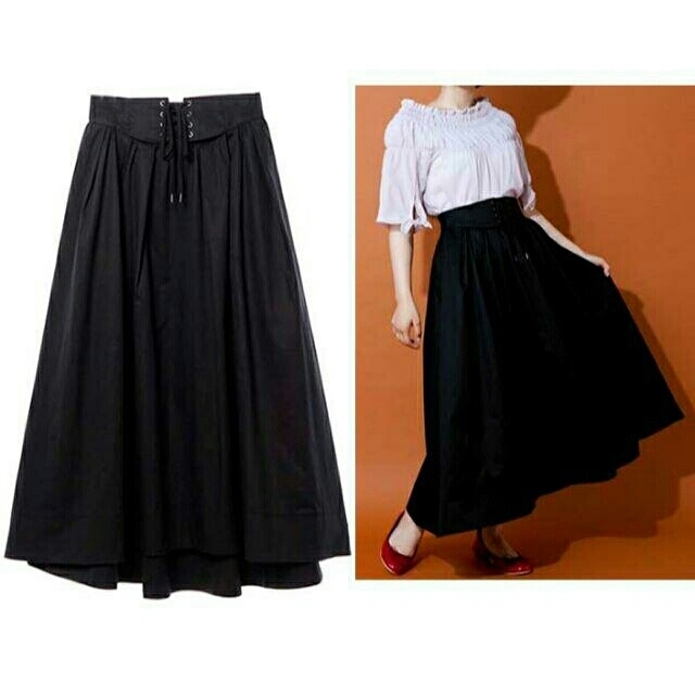 w closet - W closetレースアップイレギュラーヘムスカート黒 w closet - W closetレースアップイレギュラーヘムスカート黒