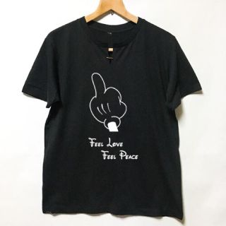 ロンハーマン(Ron Herman)のライズリヴァレンス カットオフヘンリーネック feellove Tシャツ blk(Tシャツ/カットソー(半袖/袖なし))