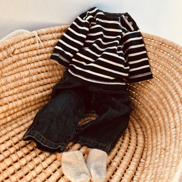 PETIT BATEAU(プチバトー)のPETIT BATEAU (プチバトー) 3m/60cm ボーダーロンT キッズ/ベビー/マタニティのベビー服(~85cm)(シャツ/カットソー)の商品写真