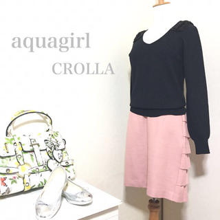 アクアガール(aquagirl)のCROLLA肩リボンハイゲージニット(ニット/セーター)