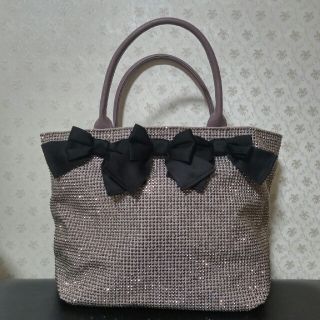 トゥービーシック(TO BE CHIC)のTO BE CHIC トートバッグ リボン スパンコール パープル キラキラ(トートバッグ)