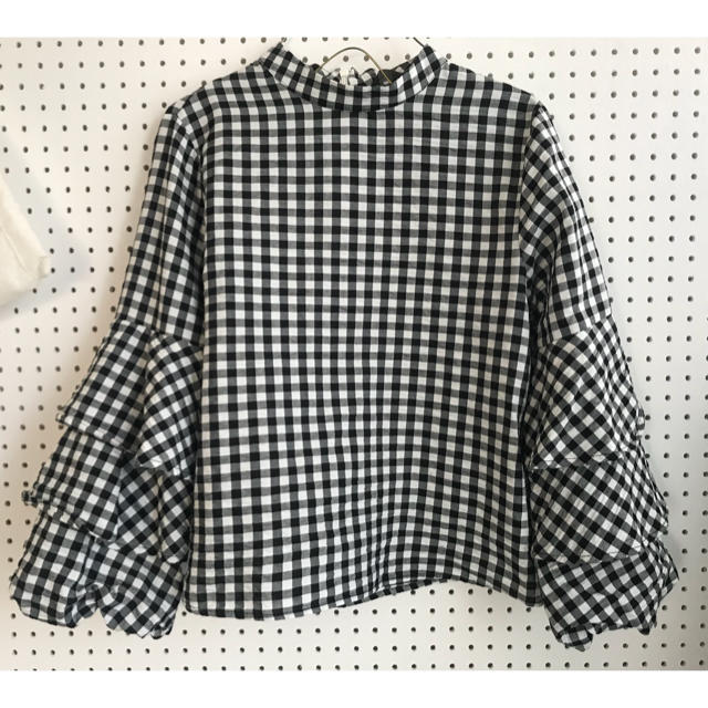 ZARA(ザラ)の美品◯ZARAザラ/袖ティアードギンガムチェックブラウス◯ レディースのトップス(シャツ/ブラウス(長袖/七分))の商品写真