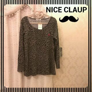 ナイスクラップ(NICE CLAUP)のタグ付＊ハート刺繍　ヒョウ柄ニット(カットソー(長袖/七分))