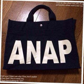 アナップ(ANAP)のANAPロゴトート♡黒(トートバッグ)