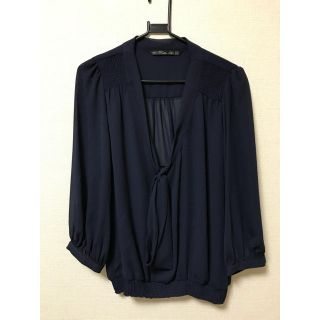 ザラ(ZARA)のシフォンブラウス リボンタイ付き(シャツ/ブラウス(長袖/七分))