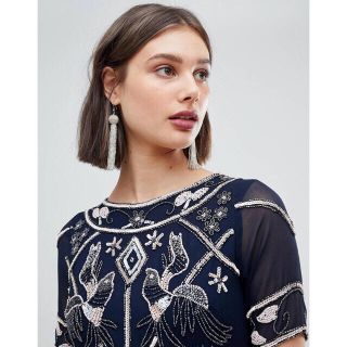 エイソス(asos)のASOS ワンピース ・パーティドレス・ロング・シースルー(ロングワンピース/マキシワンピース)