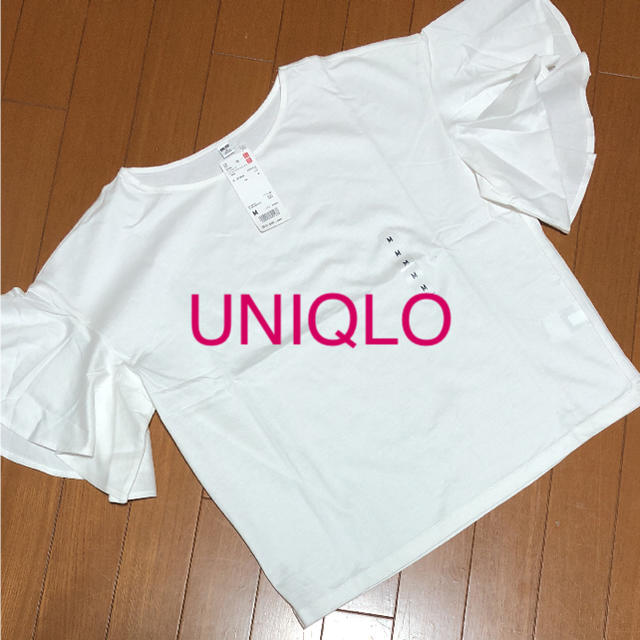 UNIQLO(ユニクロ)のUNIQLO マーセライズ コットンフレアスリーブT 新品 レディースのトップス(カットソー(半袖/袖なし))の商品写真