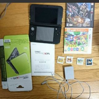 ニンテンドー3DS(ニンテンドー3DS)の3dsllライムグリーン充電器ソフト四本セット(携帯用ゲーム機本体)