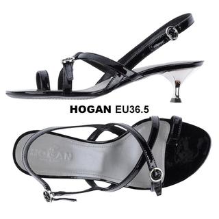 ホーガン(HOGAN)の新品HOGAN サイズ36.5 イタリア製 黒 エナメル加工のサンダル 23.5(サンダル)