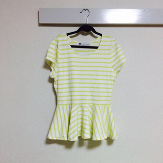 スライ(SLY)のSLY/黄色ボーダーペプラム(Tシャツ(半袖/袖なし))