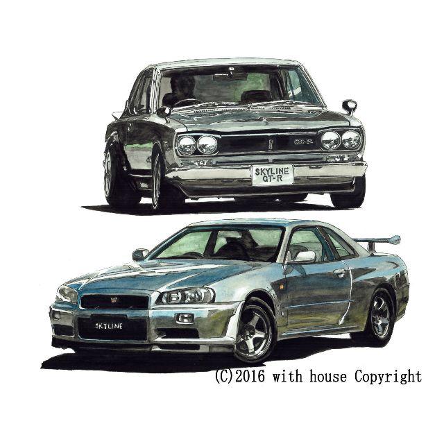 NC-385 GT-R/ハコスカGT-R限定版画 直筆サイン額装●作家平右ヱ門 1