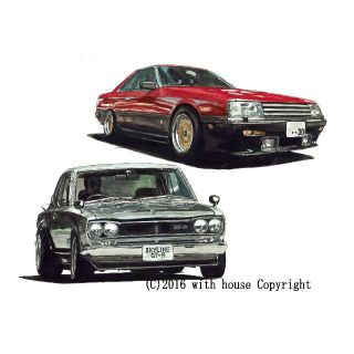 NC-386 RS/ハコスカGT-R限定版画 直筆サイン額装●作家平右ヱ門