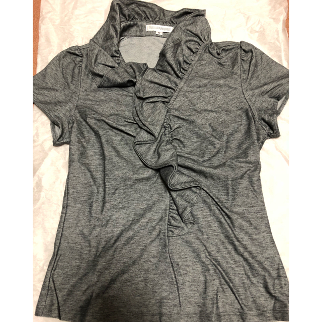 NARACAMICIE(ナラカミーチェ)の新品未使用ナラカミーチェ デニムジャージスタンドフリルカットソー レディースのトップス(シャツ/ブラウス(半袖/袖なし))の商品写真