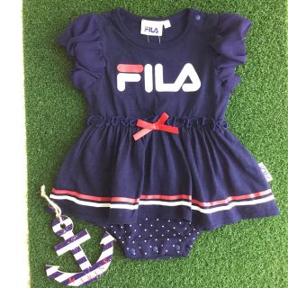 フィラ(FILA)の【 80 】 FILA シフォン袖 ワンピース ロンパース 紺色(ワンピース)