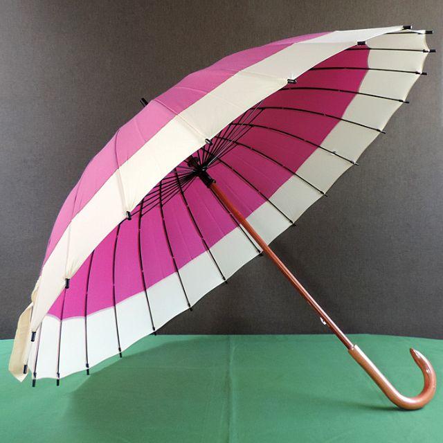 【傘　新品】雨に濡れると桜柄が浮き出る蛇の目風24本骨傘　ピンク レディースのファッション小物(傘)の商品写真