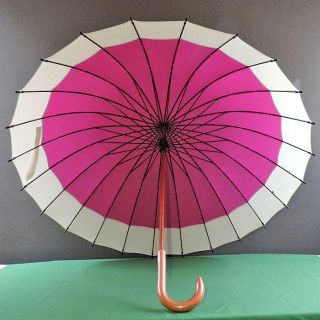 【傘　新品】雨に濡れると桜柄が浮き出る蛇の目風24本骨傘　ピンク(傘)