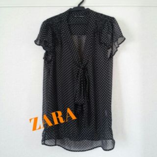 ザラ(ZARA)のZARA♡シフォンドットトップス(シャツ/ブラウス(半袖/袖なし))