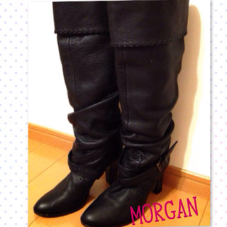 モルガン(MORGAN)の美品♡ロングブーツMORGAN☆ブラック(ブーツ)