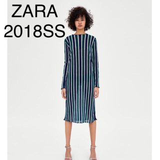 ザラ(ZARA)の新品 ZARA 2018SS 新作ストライプ プリーツ ロングワンピース(ロングワンピース/マキシワンピース)