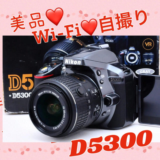 Nikon(ニコン)の❤️Wi-Fi内蔵＆自撮り❤️Nikon D5300 レンズキット❤️グレー スマホ/家電/カメラのカメラ(デジタル一眼)の商品写真