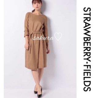 ストロベリーフィールズ(STRAWBERRY-FIELDS)の新品タグつき♡ストロベリーフィールズ ベルト付きワンピース♡(ひざ丈ワンピース)