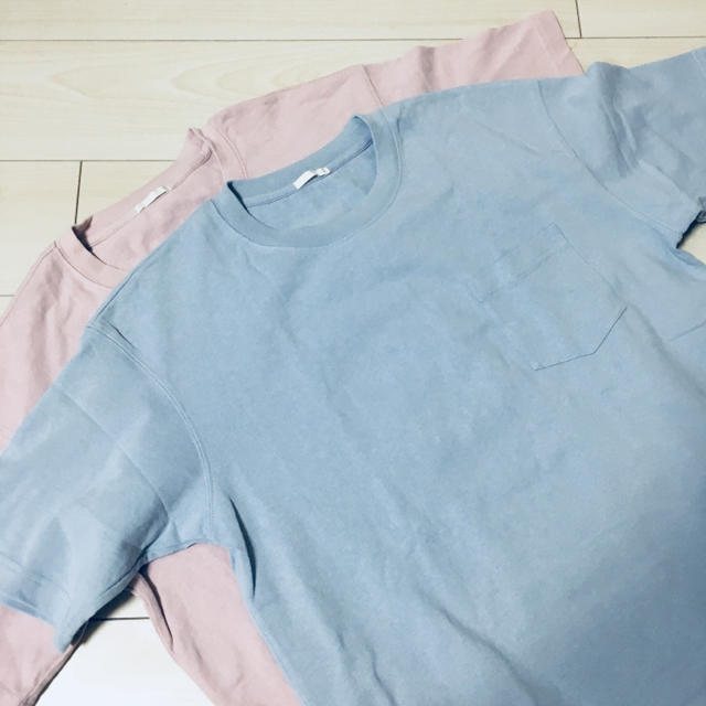 GU(ジーユー)の【新品】GU ヘビーウェイトビッグT ブルー ピンク セット  メンズのトップス(Tシャツ/カットソー(半袖/袖なし))の商品写真
