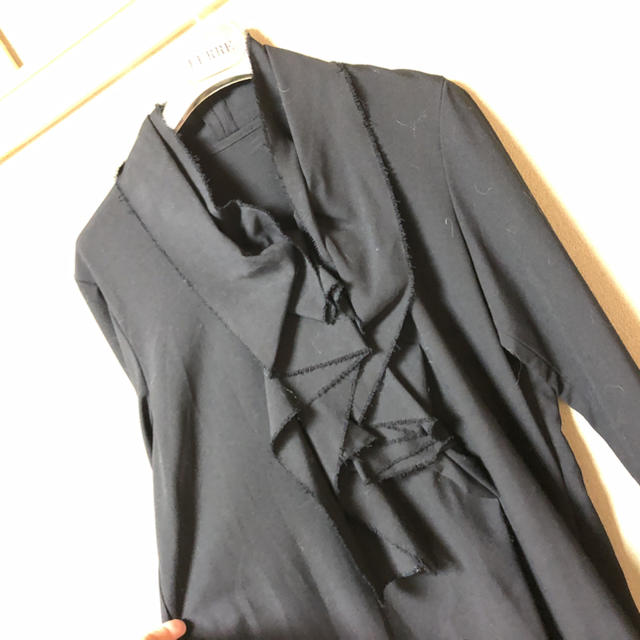 Yohji Yamamoto(ヨウジヤマモト)の今だけセール😏ヨージヤマモト好きに新品タグ付黒ロングワンピース 上質薄手ウール レディースのワンピース(ロングワンピース/マキシワンピース)の商品写真