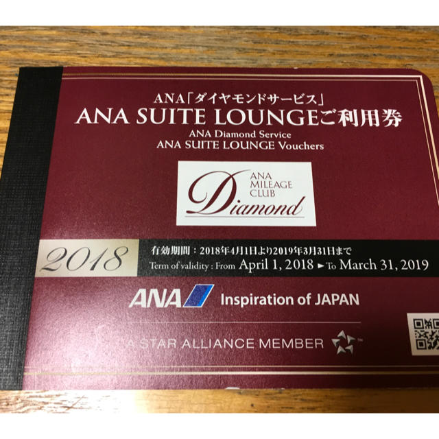 ANA(全日本空輸)(エーエヌエー(ゼンニッポンクウユ))のANAスイートラウンジ利用券2枚（2018) チケットの優待券/割引券(その他)の商品写真