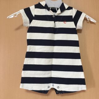 プチバトー(PETIT BATEAU)のプチバトー ボーダーロンパース 70cm(カバーオール)