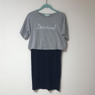 美品 授乳口付き ひざ丈ワンピース(マタニティワンピース)