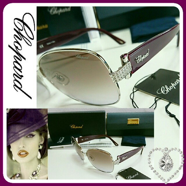 Chopard(ショパール)のChopard💜アメジスト✖ストーン装飾💜セレブな横顔サングラス 付属品有り レディースのファッション小物(サングラス/メガネ)の商品写真