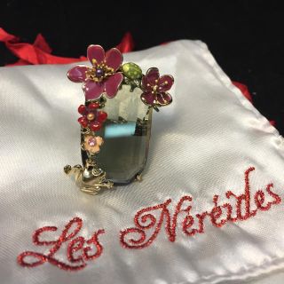 レネレイド(Les Nereides)のレネレイド リング ブラックストーンてんとう虫 カエル 花 デザイン 14号(リング(指輪))