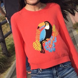 ダブルクローゼット(w closet)のw closet❤︎南国の鳥ニット(ニット/セーター)