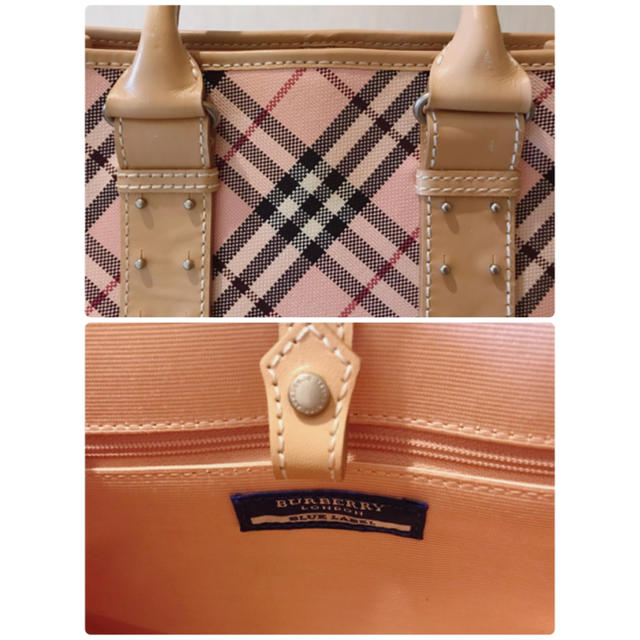 BURBERRY BLUE LABEL(バーバリーブルーレーベル)のバーバリー ブルーレーベル ピンクチェック バッグ 美品 牛革 ノバチェック レディースのバッグ(ハンドバッグ)の商品写真