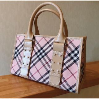 バーバリーブルーレーベル(BURBERRY BLUE LABEL)のバーバリー ブルーレーベル ピンクチェック バッグ 美品 牛革 ノバチェック(ハンドバッグ)