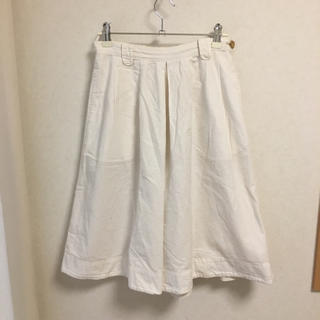 サマンサモスモス(SM2)のehka sopo スカート  膝丈  白 サイズM 綿100 ウエスト後ろゴム(ひざ丈スカート)