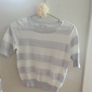 プロポーションボディドレッシング(PROPORTION BODY DRESSING)の♡プロポ ボーダーニット 半袖 ブルー♡(ニット/セーター)