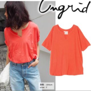 アングリッド(Ungrid)のアングリッド ネックカットハーフスリーブTee オレンジ(Tシャツ(半袖/袖なし))