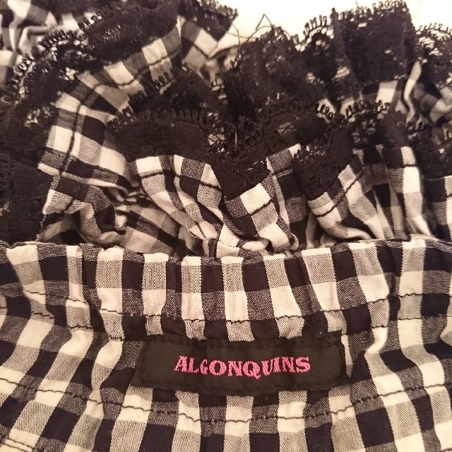 ALGONQUINS(アルゴンキン)のショートパンツ チェック 白黒 アルゴンキン フリル レース カボチャ 綿100 レディースのパンツ(ショートパンツ)の商品写真