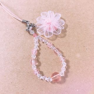 お花のチャームストラップ ピンク ♡ハンドメイド♡(キーホルダー/ストラップ)