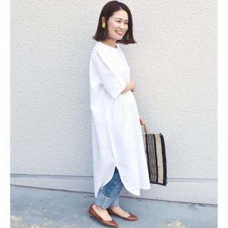 シップスフォーウィメン(SHIPS for women)の完売品 SHIPS for women ＢＩＧ Ｔｅｅワンピース ホワイト ♡(ロングワンピース/マキシワンピース)