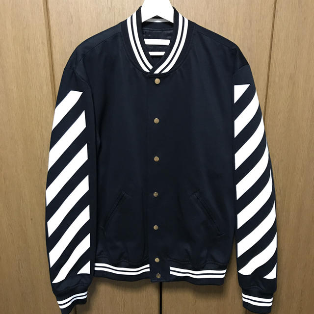 off white BLUE COLLAR VARSITY JACKET