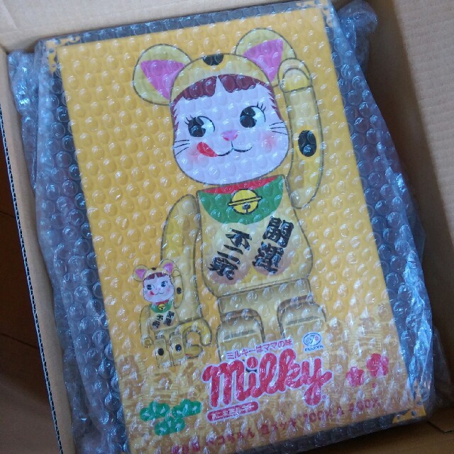 BE@RBRICK 招き猫 ペコちゃん 金メッキ 100%u0026400%-